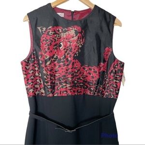 Kate Unger silk blend leopard print sleeveless dress 14 new